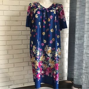 Anthony Richards 4X Muumuu House Dress Loungewear Nightgown Blue Floral